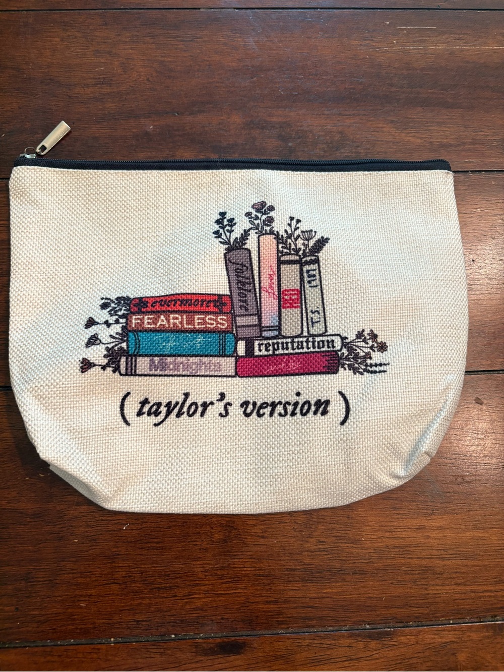 Taylor's Version Canvas Cosmetic Pouch in Cream with Book Print